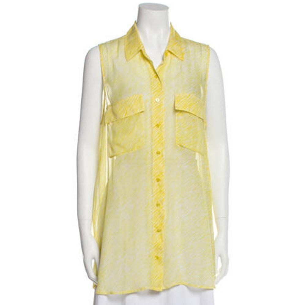 Equipment button down sleeveless top